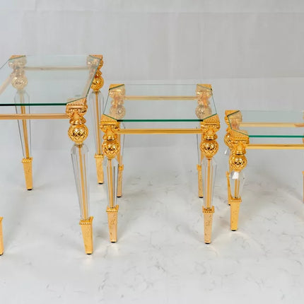 Luxury and elegant tempered glass, gold and copper flower plate crystal wedding flower plate clock decoration hotel home