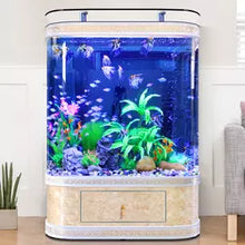 Load image into Gallery viewer, Top Filter Curved Corner Round Ultra White Fiberglass Fish Tank
