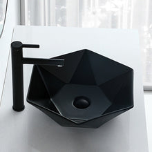 Cargar imagen en el visor de la galería, Black Wash Basin Sink Ceramic Matt Black for Bathroom
