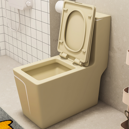 Toilet Bowl Beige Mounted Sanitary Ware Khaki Colored Toilet Bowl Bathroom Porcelain Square One-piece Toilet WC