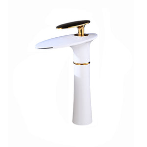 Spaceship Faucet White and Gold Tabletop Deck Mounted