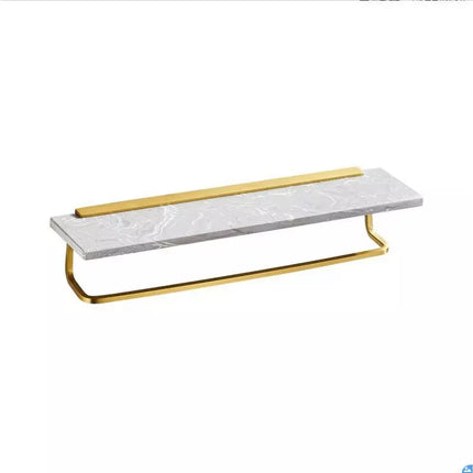 Shower Room Kitchen Organizer Shelf Retro Marble Stone Brass Bathroom Shelves