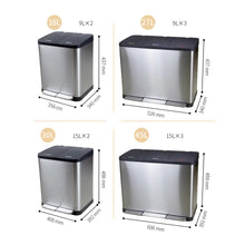 Charger l&#39;image dans la galerie, Stainless Steel Metal Hotel Room Waste Sorting Bin Pedal Dustbin
