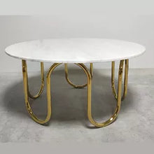 Cargar imagen en el visor de la galería, Modern Stainless Steel Round Marble Dining Gold Luxury Coffee Table
