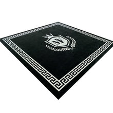 Load image into Gallery viewer, Hand Tufted Carpet Leather Logo Washable design custom black white
