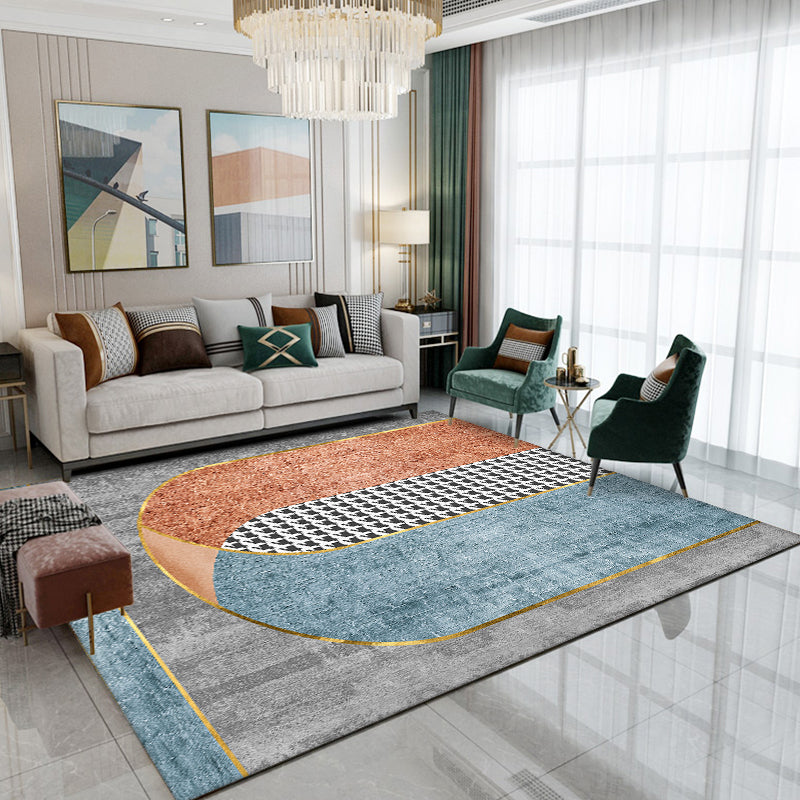 Nylon Washable Carpet Modern Blue Rug