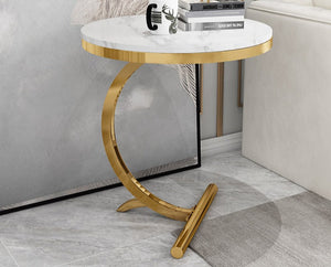 Marble Coffee Table Nordic Style Home Furniture Metal Small Stock Wrought Iron Gold Round Modern Coffee Corner Marble Side Table