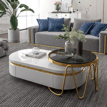 Charger l&#39;image dans la galerie, Coffee Table Stainless Marble Top Elegant Design
