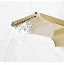 Charger l&#39;image dans la galerie, Brushed gold Wall mounted waterfall basin faucet with drain bathroom sink accessories
