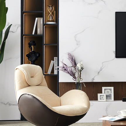 Fauteuil pivotant en cuir véritable, base rotative à 360°, fauteuil de salon en forme de coquille d'œuf 