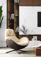 Lade das Bild in den Galerie-Viewer, Swivel Genuine Leather 360 Rotatable Base Leisure Lounge Living Room Sofa Chair Egg Shell Shaped Chairs
