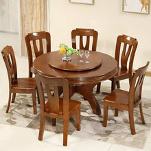 Charger l&#39;image dans la galerie, 1.6 m 8 seat All solid wood round walnut color large round table round dining table combination home dining include turntable
