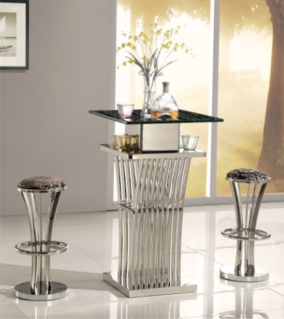 Modern home bar furniture stainless steel frame high fabric padded bar stool bar chair