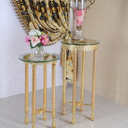 Tempered Glass Goldrn Copper Flowerboard Crystal Wedding Flowerboard Clock Decorative Table