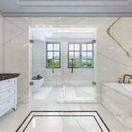 New White Marble Calacatta White Marble Shower Flooring Tiles