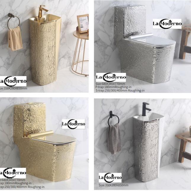 Luxus-Toilettensitz aus Gold oder Silber mit Keramik