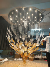 Load image into Gallery viewer, Luxury Stainless steel frame modern led chandelier big crystal hotel lighting
