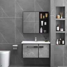 Cargar imagen en el visor de la galería, Modern simple light luxury space aluminum washbasin cabinet combination toilet integral ceramic washbasin
