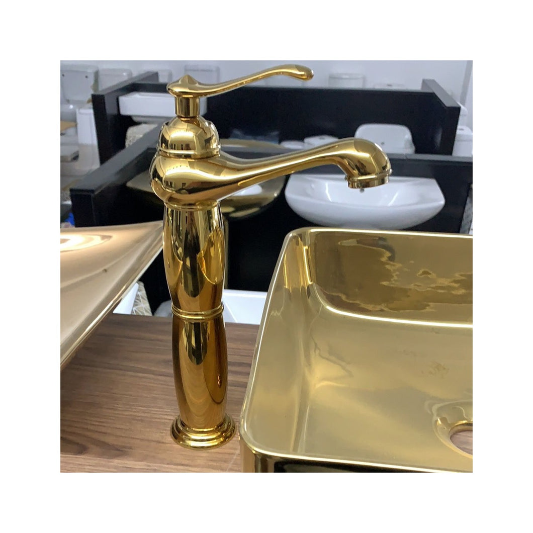 Popular Golden High Copper Water Faucet /Electroplated Bathroom Mixer Water Taps