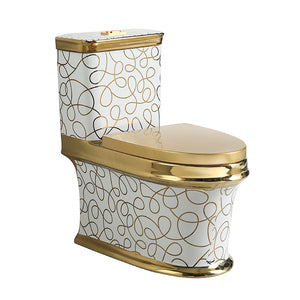 Luxury Royal Dubai Design Toilet Bowl Electroplating Gold Ceramic