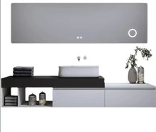 Charger l&#39;image dans la galerie, Wall Mounted White Floating Vanity Cabinets and Black Sink
