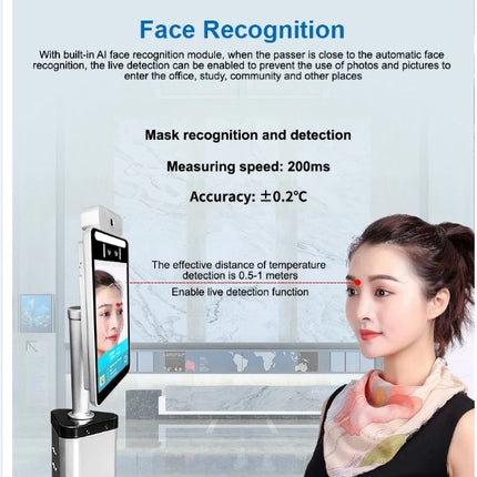 Touchless Stand Automatic Hand Sanitizer Dispenser Stand Liquid Soap Dispenser with Face Recognition Thermometer