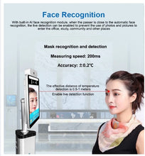 Load image into Gallery viewer, Touchless Stand Automatic Hand Sanitizer Dispenser Stand Liquid Soap Dispenser with Face Recognition Thermometer
