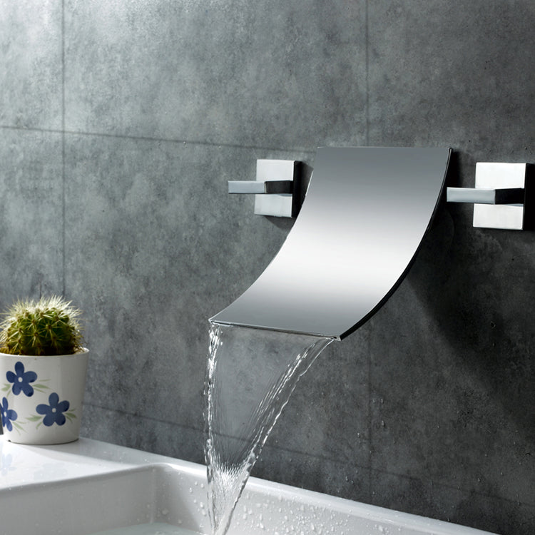 Luxury bathroom design 2 handles waterfall faucet chrome,brass basin faucet,wall mount basin fauce