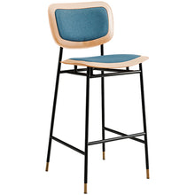 Загрузить изображение в средство просмотра галереи, Minimalist style high bar chair saddle leather single chair model room light luxury bar stool
