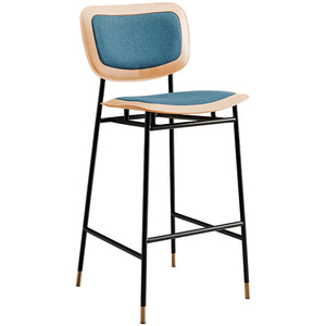 Minimalist style high bar chair saddle leather single chair model room light luxury bar stool