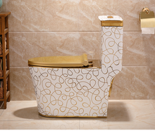 Load image into Gallery viewer, Bathroom Design Ceramic Fixing to Wall with Gold Color Toilet Lavatory Bathroom Sanitary Ware Toilet Bowl
