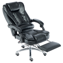 Lade das Bild in den Galerie-Viewer, Massage soft ergonomic office furniture executive chair lie down boss PU luxury black leather office chair with footrest
