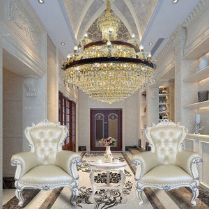 Custom hotel Lights Surface Mounted Round Crystal Ceiling Lamps For Royal Palace Auditorium Hall Sitting Room Gold Black