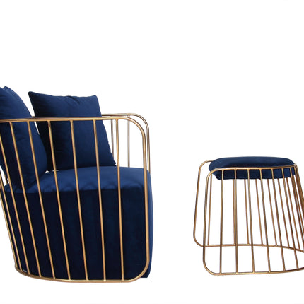 Modern Hotel Metal Gold Brides Veil Lounge Chair and Ottoman
