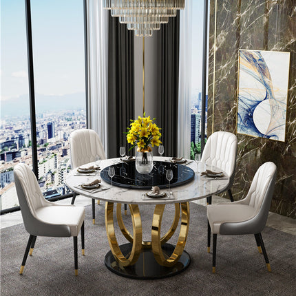 Fashion Luxury Stainless Steel Marble Dining Table