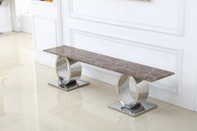 Cargar imagen en el visor de la galería, Luxury Home Marble Top Brushed Stainless Steel Base TV Stand
