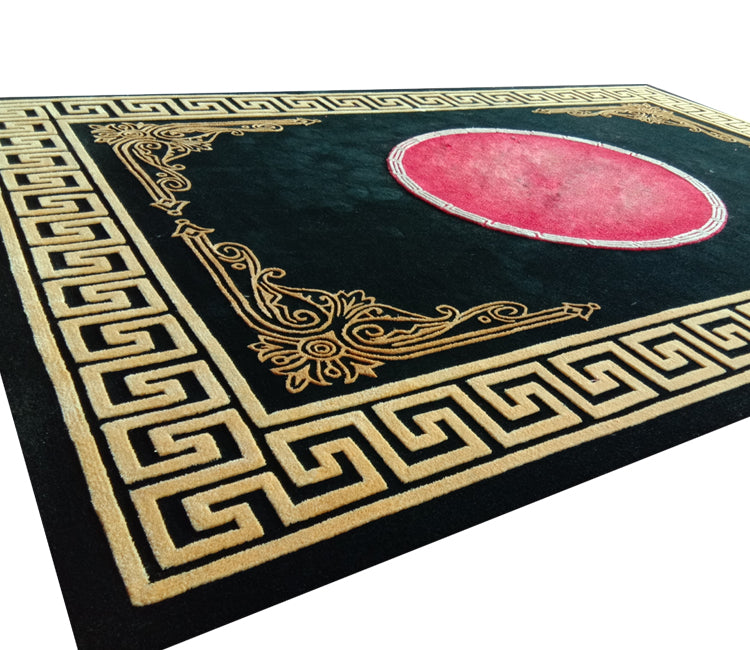 Hand tufted Carpet Wool Silk materials black gold high quality rugs