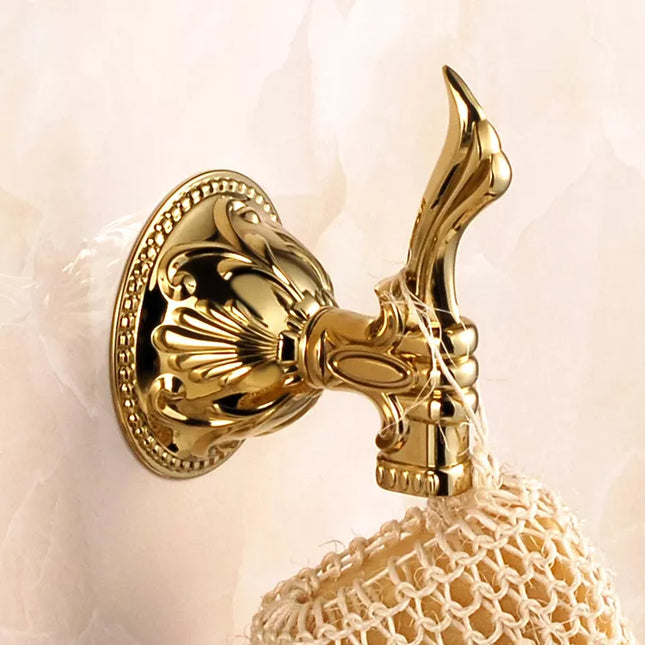 Modern design with perfect details Wall-mounted Ti-PVD bathtub set Brass toilet Bathroom accessories set Robe Hooks