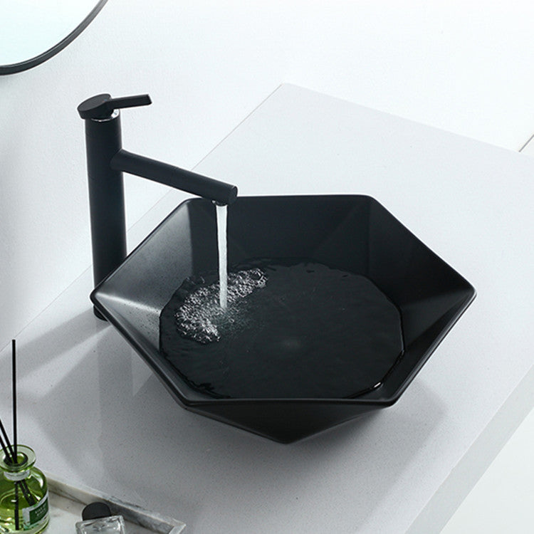 Black Wash Basin Sink Ceramic Matt Black for Bathroom