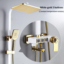 Lade das Bild in den Galerie-Viewer, White Gold Shower Faucet Rainfall Shower System
