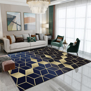 Nylon Washable Carpet Modern Blue Rug