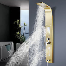 Load image into Gallery viewer, Golden Nickel Brushed Shower Panel Column towers 304 Stainless Steel Waterfall Spa Jets smart shower wall panel shower panel

