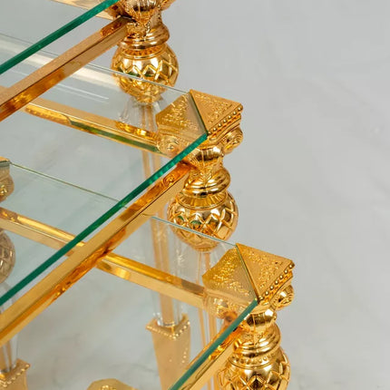 Luxury and elegant tempered glass, gold and copper flower plate crystal wedding flower plate clock decoration hotel home