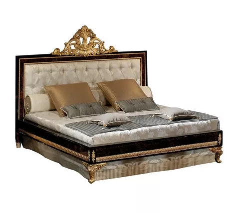 Italian Quality Custom Luxurious Bed Upholstery Bedroom Set Classic Hand-carving Design Bed