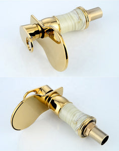 Single handle gold waterfall bathroom faucet