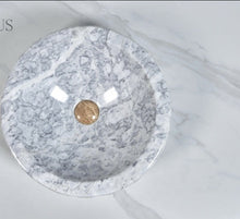 Load image into Gallery viewer, Natural Stone Marble Round Countertop Hand Crafted Carrara Marble
