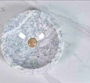 Natural Stone Marble Round Countertop Hand Crafted Carrara Marble