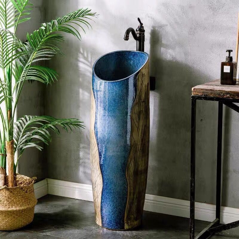 New Design Unique Art Ceramic Pedestal Wash hand Basin