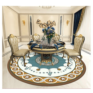 Luxury Round Custom Carpets Flower Wool Silk Washable Rug