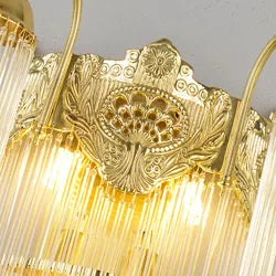 Luxury Bedroom Corridor Decorative Lighting French Brass Glass Rod Led Wall Mounted Lamp